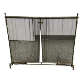 Brass Mesh Fireplace Screen, Vintage
