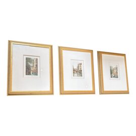 Friedrich Color Engravings of the Venice Canals, Set of Three