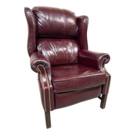 Bradington Young Chippendale Hi-Leg Recliner, Burgundy. Estimated Price: $2,050