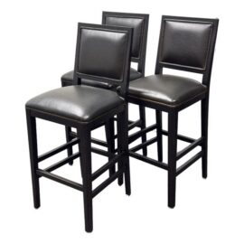 Buying & Design Italian Black Leather Barstools, Set of Three