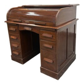 Victorian Lebus Manner Oak Roll Top Desk