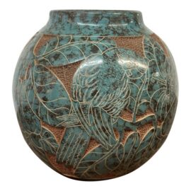 Nicaraguan Vessel With Dimensional Etched Birds