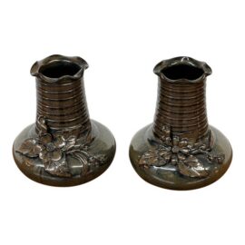 Maitland-Smith Glazed Ceramic Floral Vases, Pair