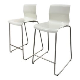 Marcus Arvonen for Ikea Glenn White Counter Stools, Pair. Original Price: $250