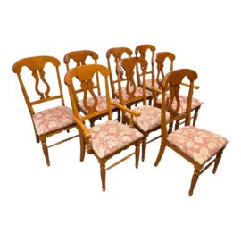 Fiddleback Splat Floral Dining Chairs, Set of Eight