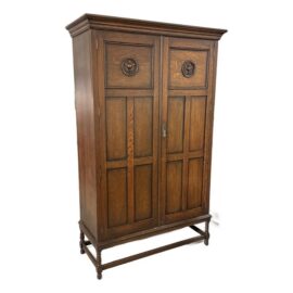 English Arts & Crafts Oak Armoire