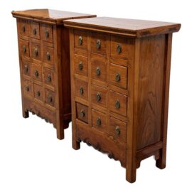 Antique Chinese Vintage  Elm Wood  Apothecary Cabinets, Pair. Estimated Price: $2,475
