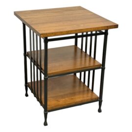Industrial Iron + Wood Three Tier Side Table