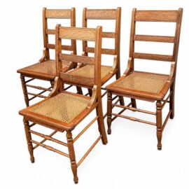 Victorian Ladderback Dining Chairs, Set of Four