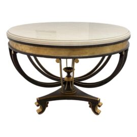Thomas Pheasant for Niermann Weeks Neoclassical Marble Top Center Table. 48.5 Inches