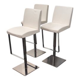 Contemporary Adjustable Swivel Bar Stools, Set of Three