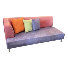Lavender Micro-Suede + Rose Pink Leather Chaise Sofa