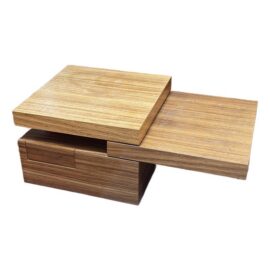 Multi-Tiered Wood Block Coffee Table + Drawer
