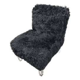 Skyline Furniture Black Faux-Fur Slipper Chair + Acrylic Legs. Original Price: $320