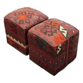 Kilim Hassock Foostools, Set of Two