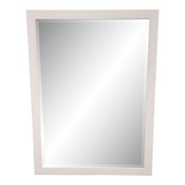 Contemporary White Dotted-Trim Rectangular Wall Mirror