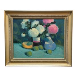 Elio Camacho Floral Bouquet Still Life Oil Painting, Signed