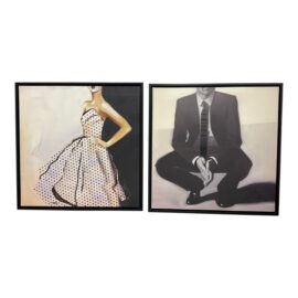 Anna Kincaide for Z Gallerie Framed Fashion Portrait Art, Set of Two. Original Price: $400