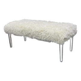 Skyline Furniture Faux Fur + Acrylic Legs Bench