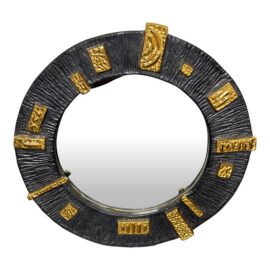 Jonathan Adler Relief Round Ceramic Mirror. Estimate Price: $900