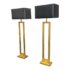 Restoration Hardware Clarke Open Brass Rectangle Floor Lamps, Pair. Original Price: $1,600