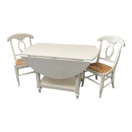 Pottery Barn Shayne Drop Leaf Table + Pair of Napoleon Side Chairs, Set of Three. Original Price: $1,400