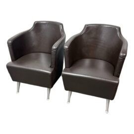 Enrico Franzolini for Moroso Leather Jules Armchairs, Pair. Estimate Price: $4,200