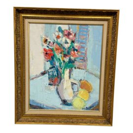 Alain Rousseau Floral Still Life Expressionist Oil Painting, Signed