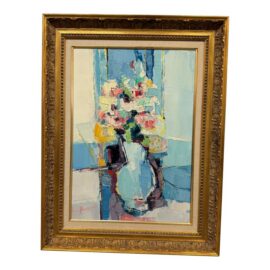 Alain Rousseau Floral Still Life Expressionist Oil Painting, Signed
