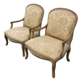 William Switzer Floral Damask Bergères, Pair. Estimated Price: $7,500