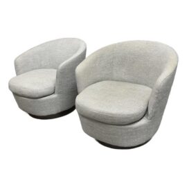 Rodolfo Dordoni for Minotti Jacques Swivel Armchairs, Pair. Original Price: $11,700