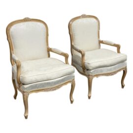 Sofa in S.r.l. Vintage Italian Louis XV Style Fauteuil Armchairs, Pair