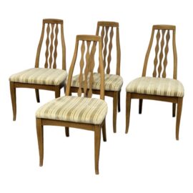 American of Martinsville Mid 20th Century Sculpted Spindle-Back Dining Chairs, Set of Four