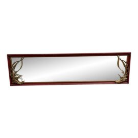 Asian-Inspired Red + Gilt Botanical Wall Mirror