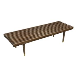 Mid-Century Slatted Walnut Bench / Coffee Table