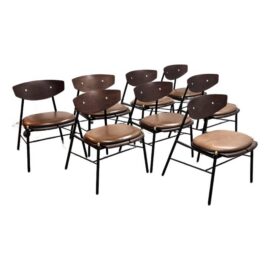 District Eight Kink Leather Dining Chairs, Set of Eight. Original Price: $8,185