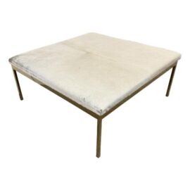 Modern Square Cowhide Ottoman + Brass Frame. Original Price: $1,600