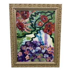 Floral Mixed Media Painting, Framed