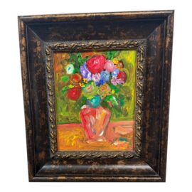 Impasto Flower Bouquet Painting, Framed