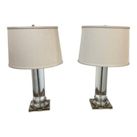 Column Table Lamps, Pair