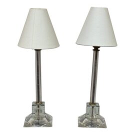 Contemporary Column Table Lamps, Pair