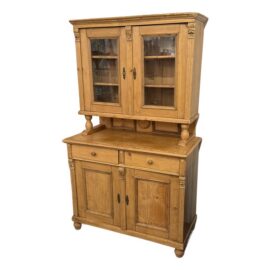 Antique European Pine Two-Piece Hutch Cabinet. Original Price: $2,650