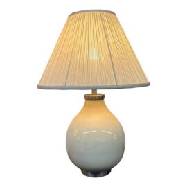 Gourd Shaped Crackle Finish Table Lamp, Cream