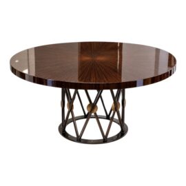 McGuire Furniture Custom Macassar Starburst Dining Table, 63 Inches