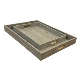 Made Goods Daina Faux Shagreen Trays, Set of Two. Original Price: $1,300