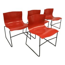 Lella & Massimo Vignelli for Knoll Handkerchief Stacking Chairs, Set of Four
