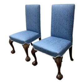 Chippendale Moiré-Patterned Fabric Side Chairs