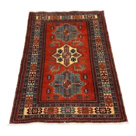 3ft 4in × 4ft 10in Kazak Lori Pampak Style Geometric Area Rug With Three Medallions