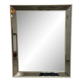 Hollywood Regency Style Silver Beaded Framed Wall Mirror
