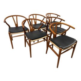 Hans Wegner for Carl Hansen & Sons Wishbone Chairs With Covers, Set of Six. Original Price: $13,800